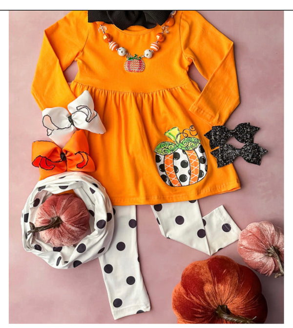 Pumpkin and Polka Dots 2 pc set (girls) - Jilly's Socks 'n Such
