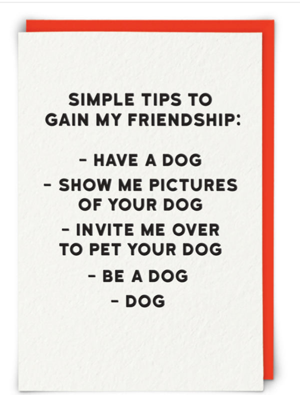 “Simple tips to gain my friendship…..dog” Holy Flap cards - Jilly's Socks 'n Such