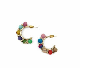 Aasha earrings-Small Round Beaded Hoops