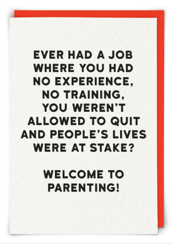 “Ever had a job where you had no experience….welcome to parenting” Holy Flap cards - Jilly's Socks 'n Such