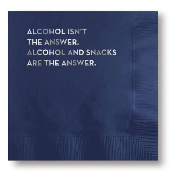 “Alcohol isnt the answer….” cocktail napkins 20 count - Jilly's Socks 'n Such