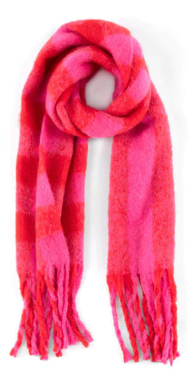 SHIRALEAH “Noelle” scarf- red & pink