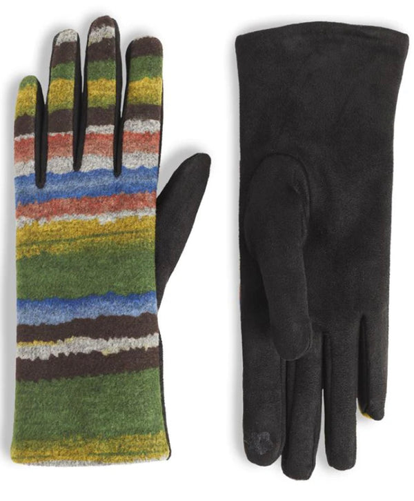 Coco + Carmen Watercolor Touchscreen Gloves- green - Jilly's Socks 'n Such