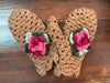 Flowered Crochet Mittens
