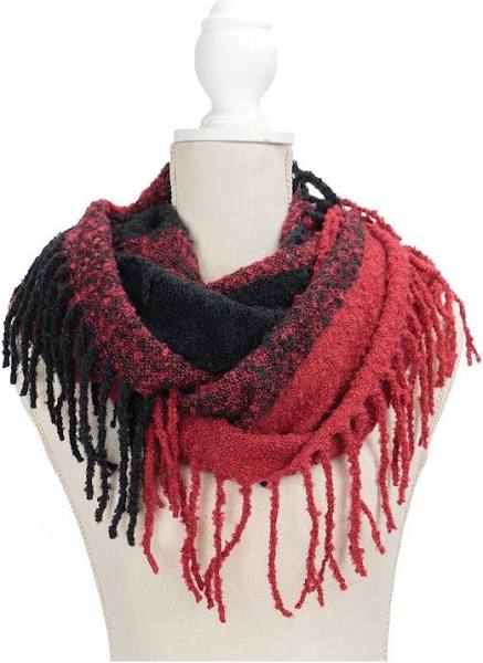 Britt’s Knits Red and Black Infinity Scarf - Jilly's Socks 'n Such