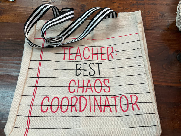 “Teacher: Best Chaos Coordinator” Canvas Bag - Jilly's Socks 'n Such
