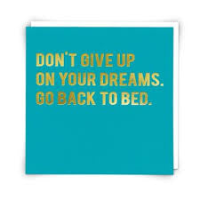 “Don’t give up on your dreams. Go back to bed” Cloud Nine Card - Jilly's Socks 'n Such