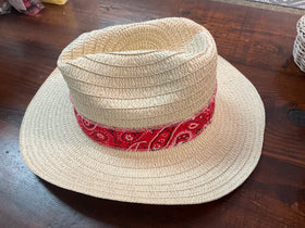 Western Cowboy Hat with Red Bandana