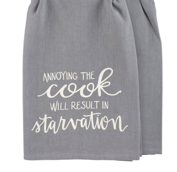 “Annoying the cook will result in starvation” Kitchen Towel - Jilly's Socks 'n Such