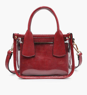 Jen & Co- Stacey clear satchel- red