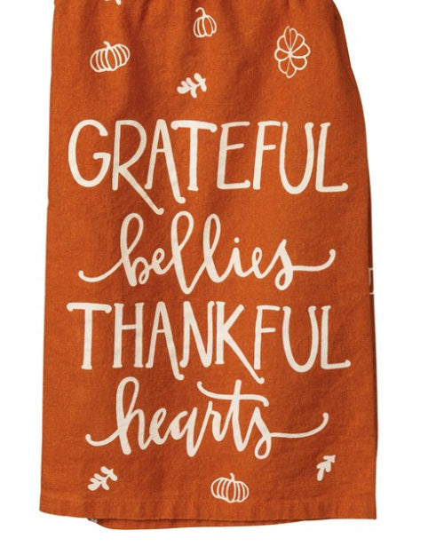 “Grateful bellies Thankful hearts” Kitchen Towel - Jilly's Socks 'n Such