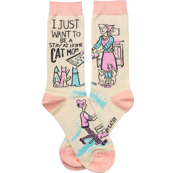“Stay at Home Cat Mom” Socks - One Size - Jilly's Socks 'n Such