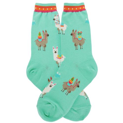 Women’s Turquoise Llama Socks - Jilly's Socks 'n Such