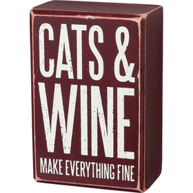 “Cats and Wine” - Box Sign and Sock Set