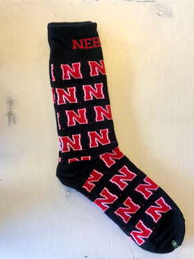 Nebraska Black Logo Dress Socks - One Size
