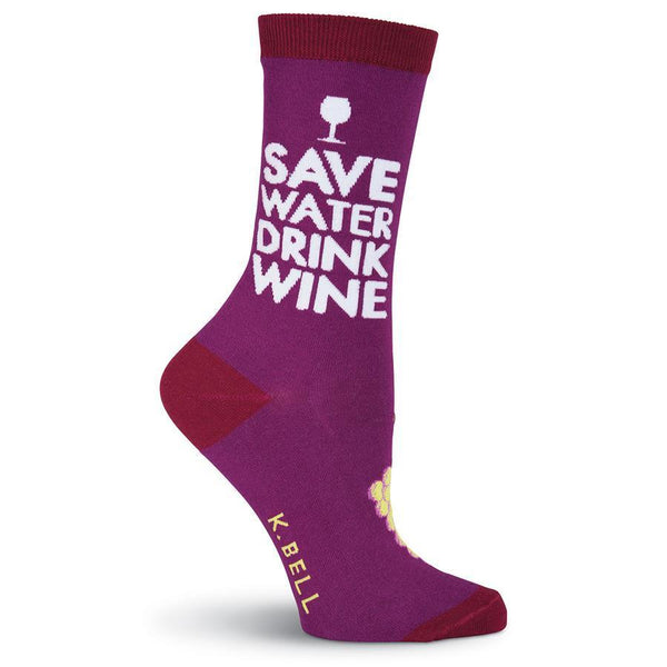 Women’s Save Water Drink Wine Socks - Jilly's Socks 'n Such