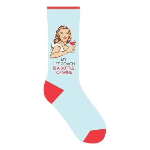 “My life coach is a bottle of wine” Socks - One Size - Jilly's Socks 'n Such