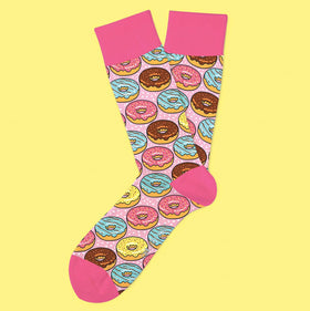 Women’s Pink Donut Socks-“Go Nuts For Donuts”