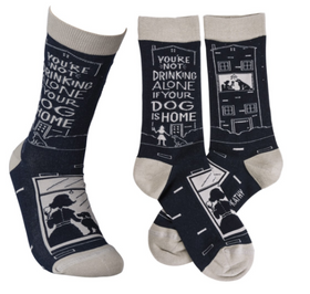 “Drinking Alone..Dog” Socks - One Size