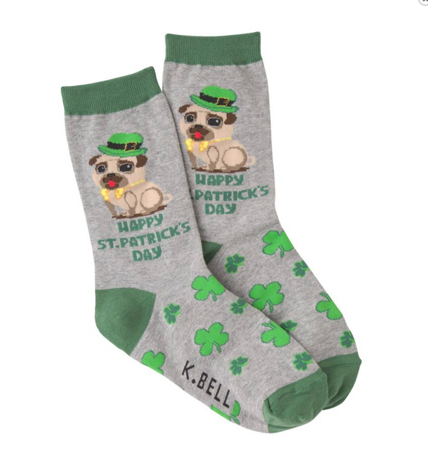 Women's Leprechaun Pug Socks - Jilly's Socks 'n Such
