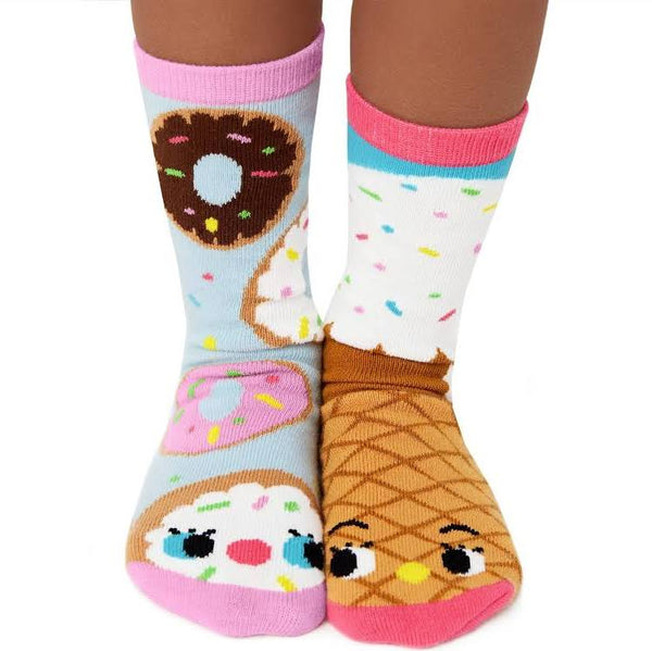 Pals Mismatched Kid’s Grip Socks - Donut & Ice Cream - Jilly's Socks 'n Such