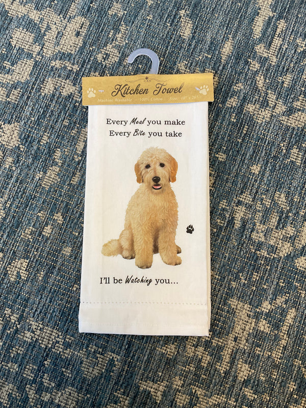 “Every Meal. Every Bite. I’ll Be Watching” Goldendoodle Kitchen Towel - Jilly's Socks 'n Such