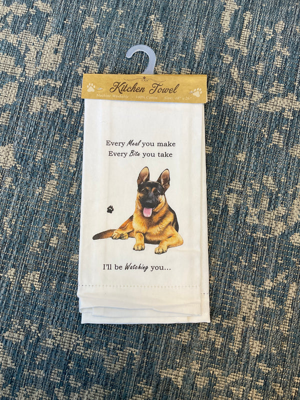 “Every Meal. Every Bite. I’ll Be Watching” German Shepherd Kitchen Towel - Jilly's Socks 'n Such