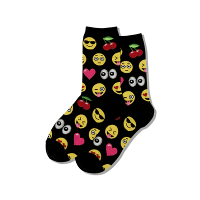 Women’s Emoji Socks - Black - Jilly's Socks 'n Such