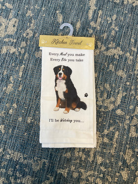 “Every Meal. Every Bite. I’ll Be Watching” Bernese Mountain Dog Kitchen Towel