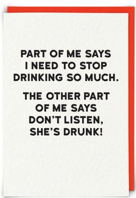 “Part of me says I need to stop drinking so much. The other part of me says don’t listen, she’s drunk!” Holy Flaps Cards