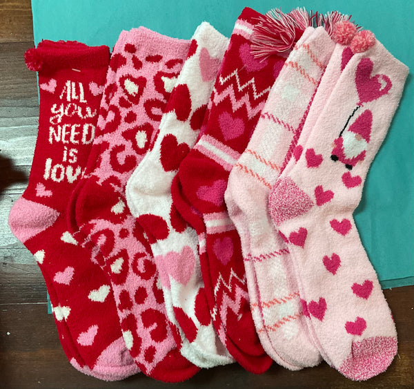 Fuzzy valentine socks - Jilly's Socks 'n Such