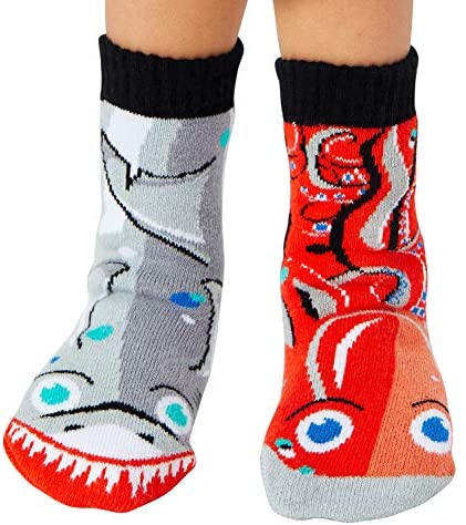 Pals Mismatched Kid’s Grip Socks - Shark & Octopus - Jilly's Socks 'n Such
