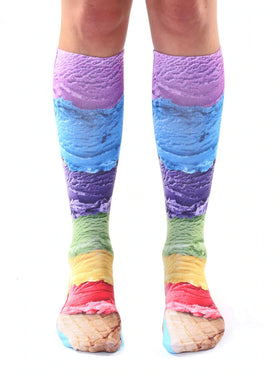 Rainbow Ice Cream Knee High Socks
