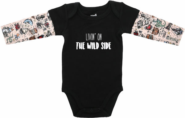 “Livin’ On The Wild Side” Baby Onesie (6-12 months) - Jilly's Socks 'n Such