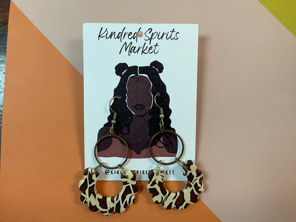 Kindred Spirits Market Earrings Style 184 - brown print - Jilly's Socks 'n Such