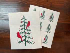 Cardinals in Trees Swedish dishcloths 2 pack
