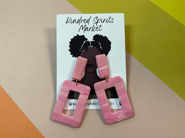 Kindred Spirits Market Earrings Style 312 - pink rectangle - Jilly's Socks 'n Such