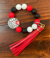 Husker Silicone Wristlet Keychain - 3 Styles (Red Tassel)