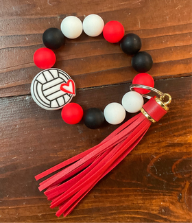 Husker Silicone Wristlet Keychain - 3 Styles (Red Tassel)