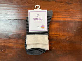 Women's Striped Socks - Black and Gray