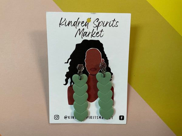 Kindred Spirits Market Earrings Style 755 - green hearts - Jilly's Socks 'n Such