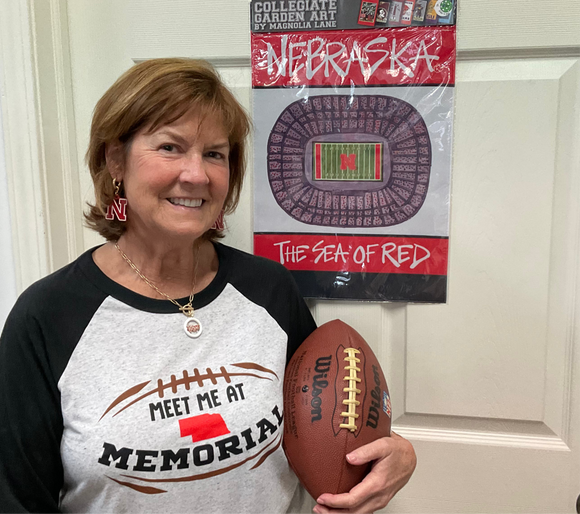 “Meet Me At Memorial” T-Shirt - gray shirt with black sleeves and neck