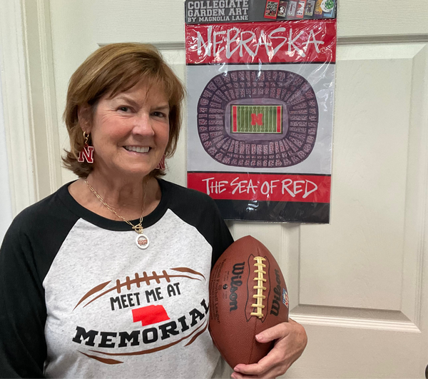 “Meet Me At Memorial” T-Shirt - gray shirt with black sleeves and neck - Jilly's Socks 'n Such