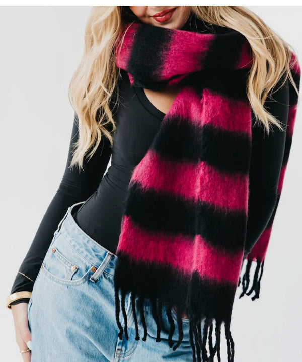 Pretty Simple-STEVIE STRIPED TASSEL SCARF - Jilly's Socks 'n Such