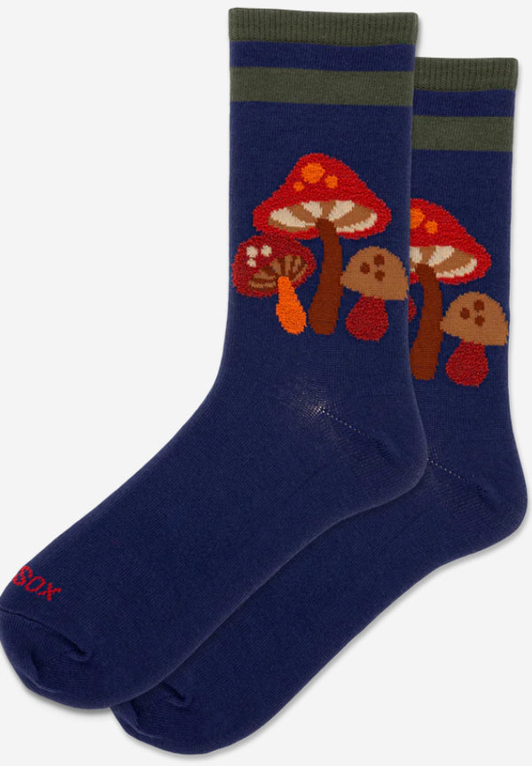 Women’s Fuzzy Mushrooms crew socks - Jilly's Socks 'n Such
