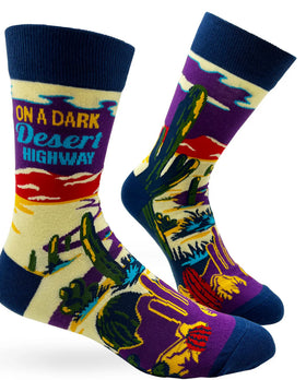 On A Dark Desert Highway Men’s Novelty Crew Socks