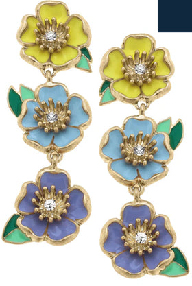 Buttercup Blooms Enamel Earrings in yellow, light blue, lavender