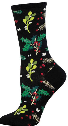 Women’s Mistletoe and Holly Sock