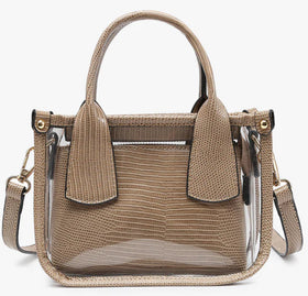 Jen & Co- Stacey clear satchel- taupe