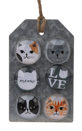 Glass Cat Magnets set of 6